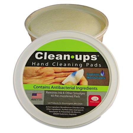 LEE Clean-Ups Hand Cleaning Pads, Cloth, 3" dia, 60/Tub 10145